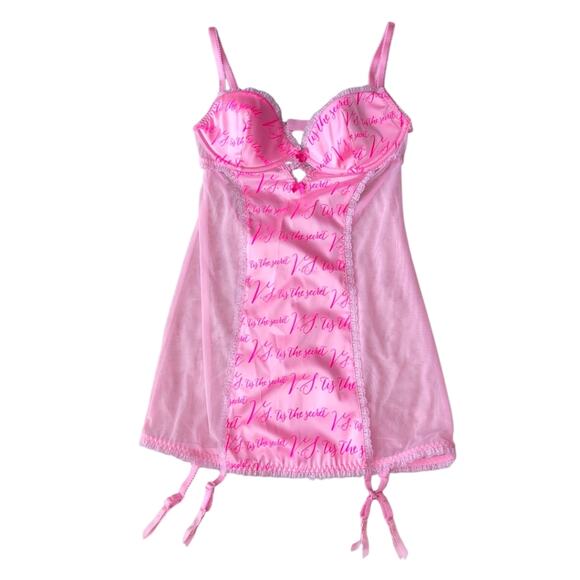 Victoria's Secret 34B Pink Signature Merrywidow Garter Slip 2015 Lingerie - Picture 2 of 6